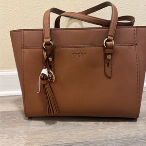 Michael Kors Brown Leather Tote with Tassel